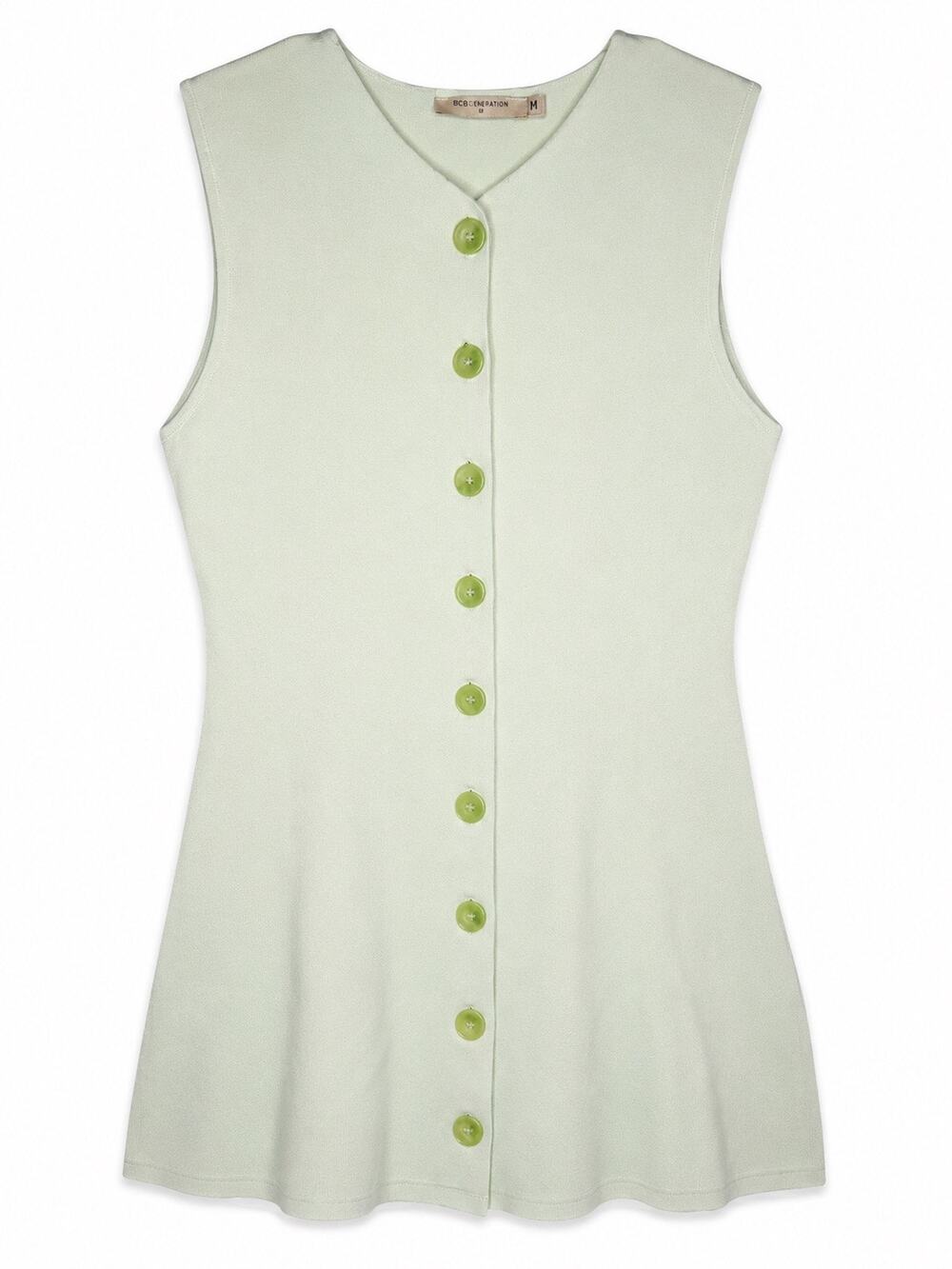 BEC + BRIDGE Mint Green Sleeveless Button Front Mini Dress Women’s Medium
